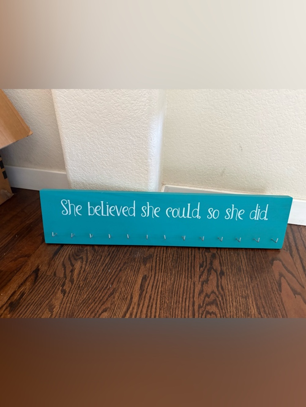 Motivational Teal Key Holder Wall Decor